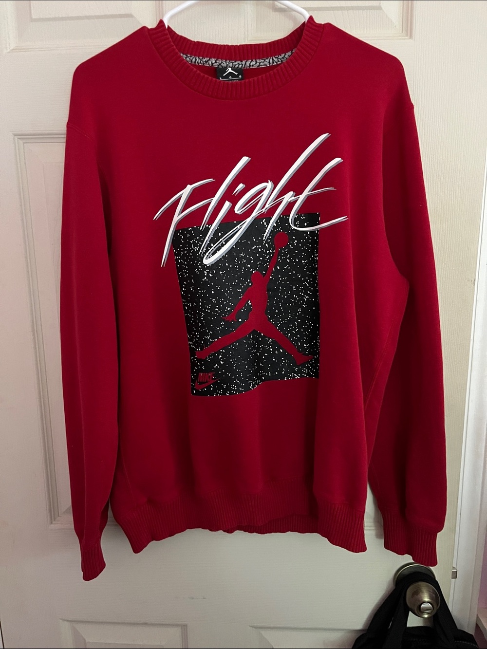Jordan Red Crewneck Sweatshirt with Flight Graphic